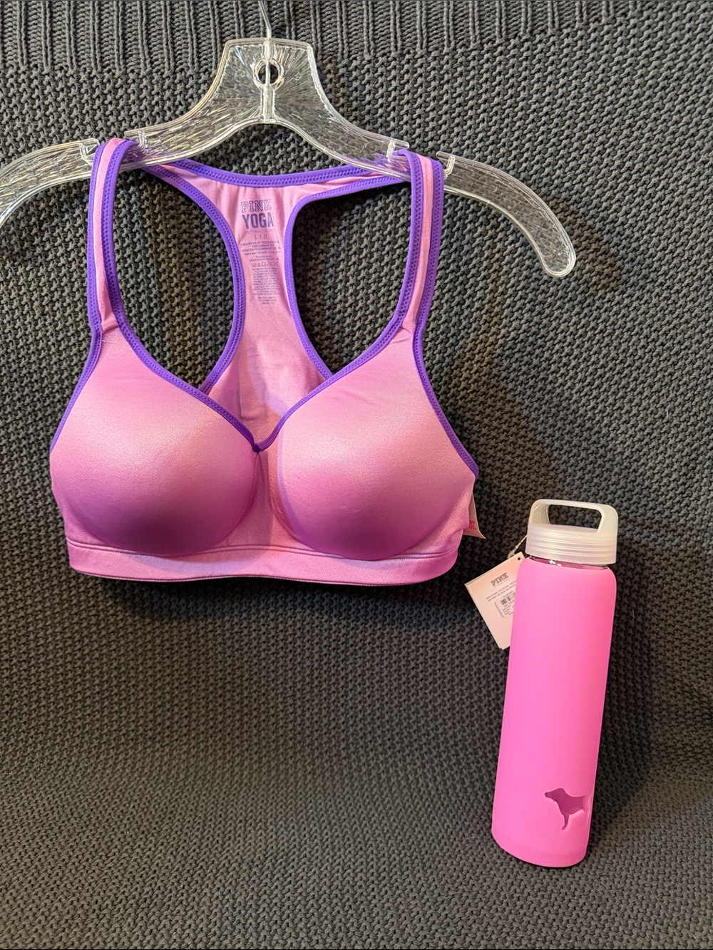 PINK Victoria's Secret Pink & Purple Racerback Yoga Sports Bra